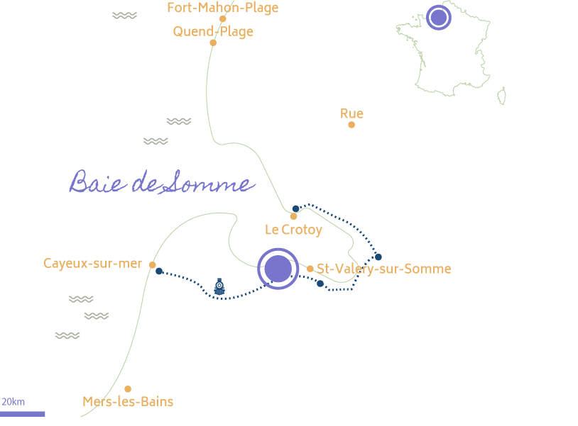 Carte de la Baie de Somme en France.