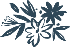 Fleurs stylisées sur fond sombre.