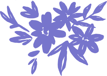 Fleurs violettes illustrées sur fond noir.